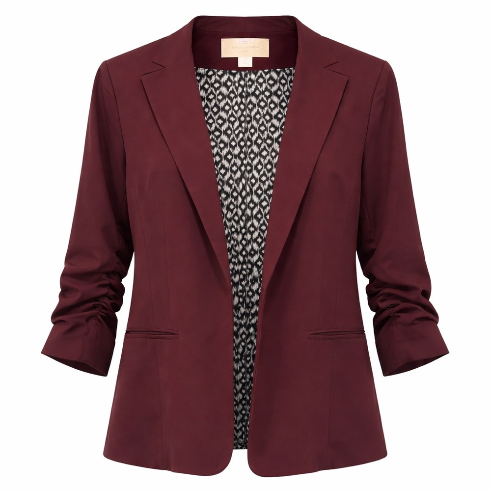 She+Sky Burgundy Blazer Medium Career Jacket Office Workwear Chic Minimalist